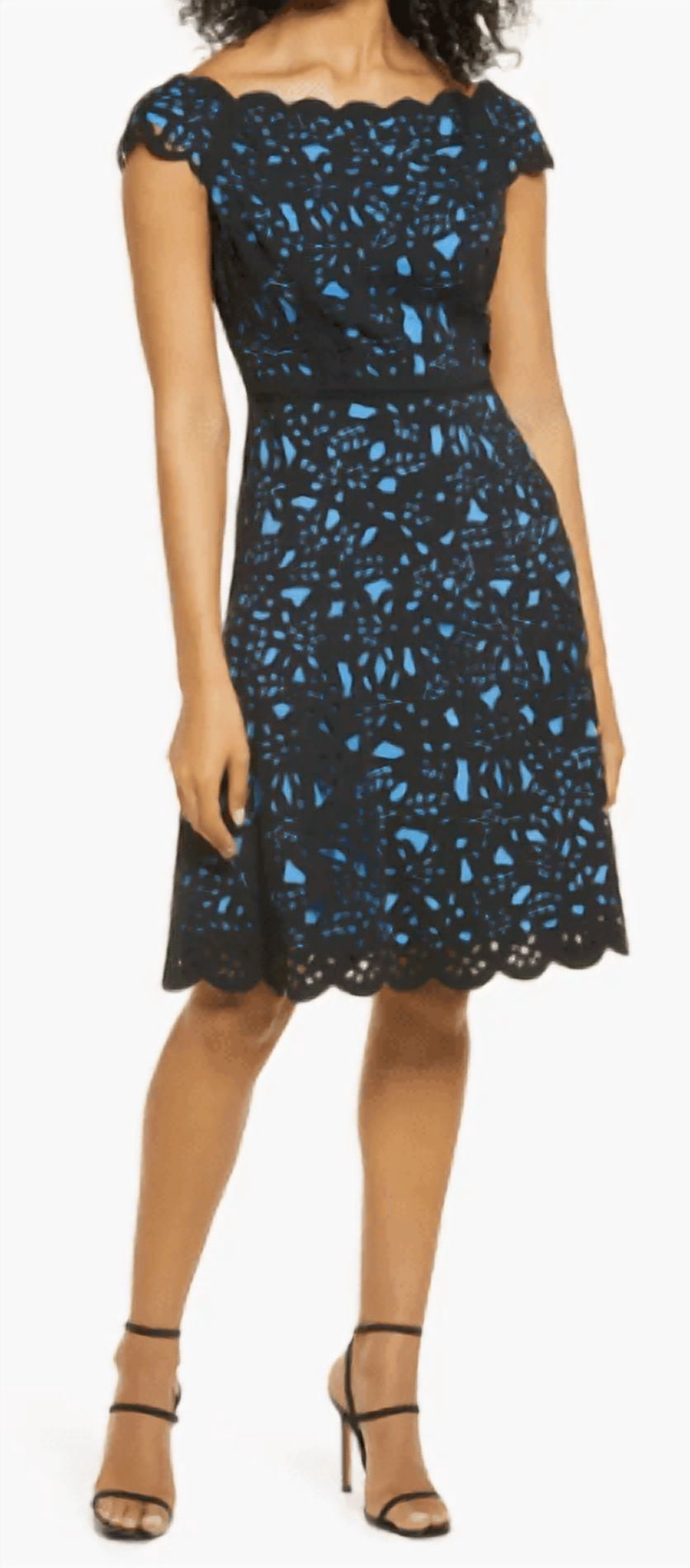 Shani BLACK/BLUE Women's Off the Shoulder Laser Cutting Dress, US 4 -  Walmart.com