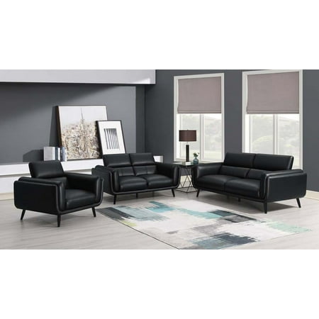 Shania Track Arms Sofa with Tapered Legs Black