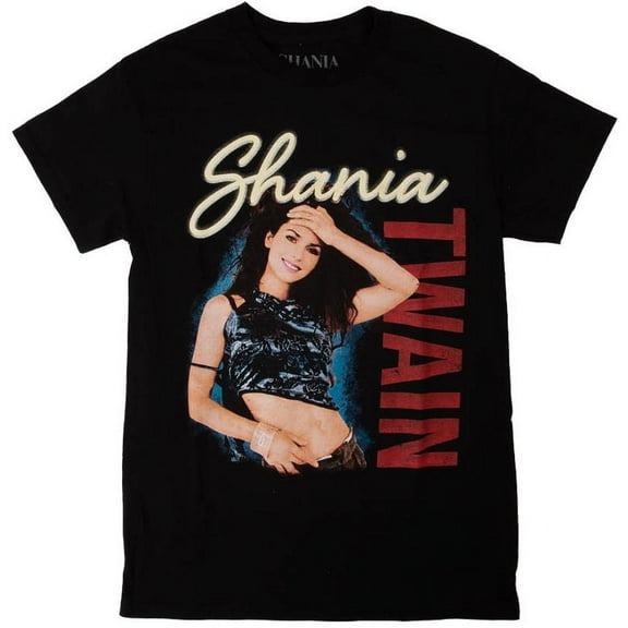 Shania Twain Men's Officially Licensed Photographic Image Graphic Tee T-Shirt (Small, Black)