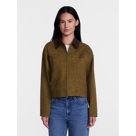 Chevrolet Shania Twain Women's and Women's Plus Print Cotton Jacket with Long Sleeves, Sizes XXS-4X