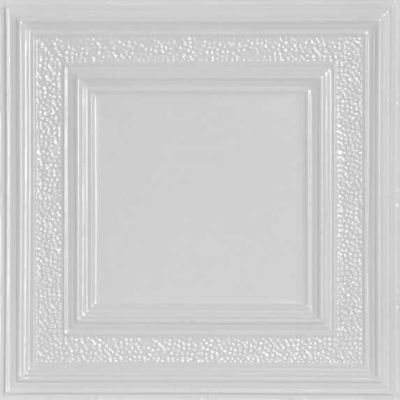 Shanko County Cork Stamped Metal Nail-up Tin Ceiling Tile (48 sq. ft) White 12pk
