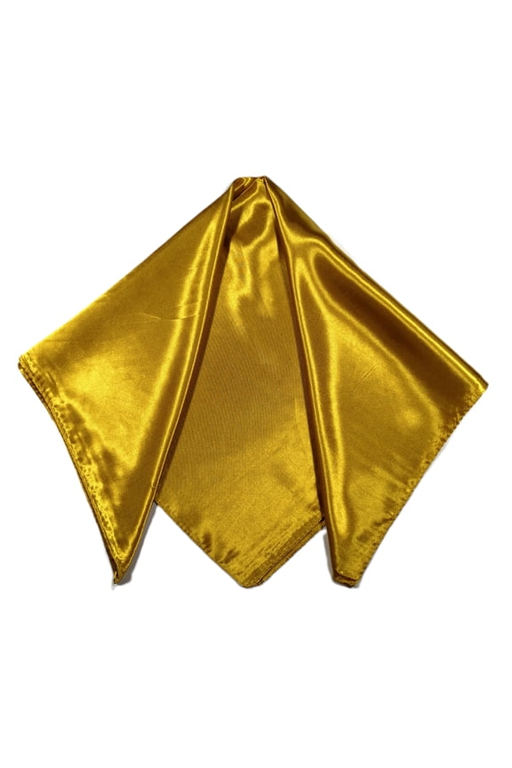 Paisley Pattern Silk Feel Satin Square Scarf Bandanas (23.5"X23.5") (Solid-Gold)