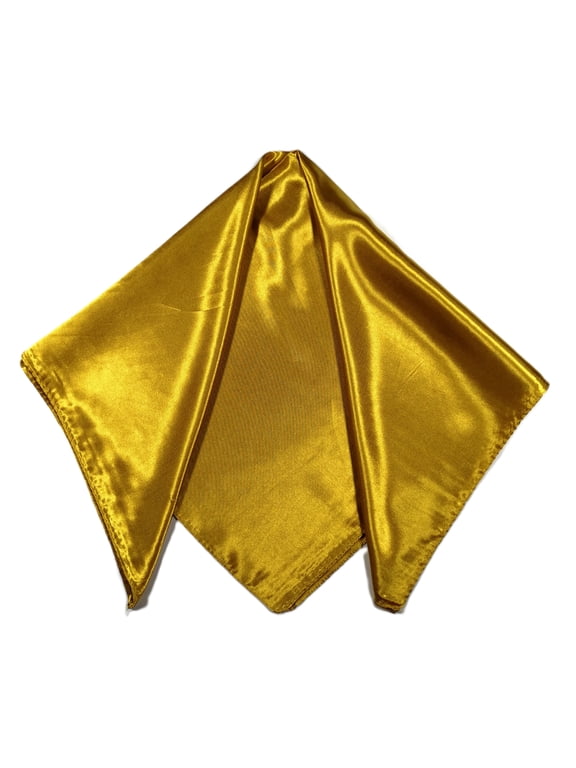Paisley Pattern Silk Feel Satin Square Scarf Bandanas (23.5"X23.5") (Solid-Gold)