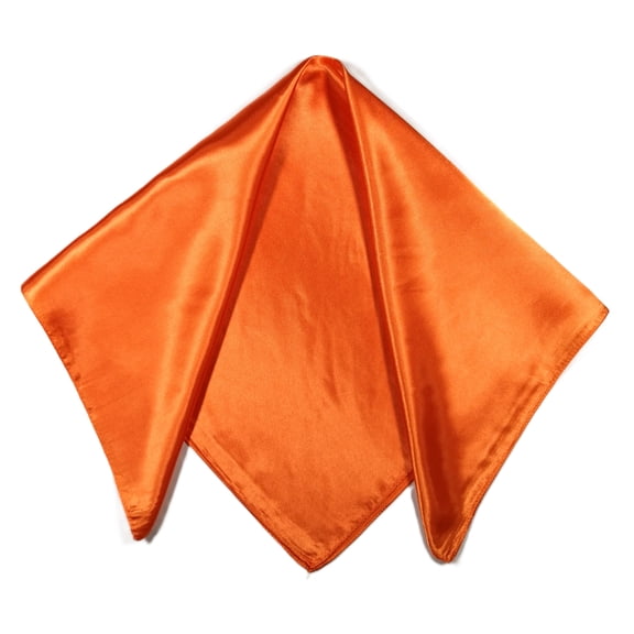 Shanlin Paisley Pattern Silk Feel Satin Square Scarf Bandanas (23.5"X23.5") (Solid-Orange)