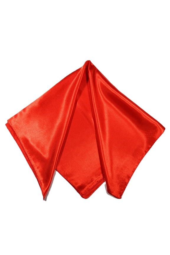 Paisley Pattern Silk Feel Satin Square Scarf Bandanas (23.5"X23.5") (Solid-Red)