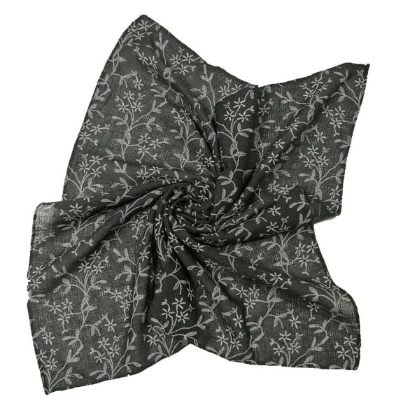 Shanlin Unisex Cotton Square Bandanas Scarves 24x24 Floral Black