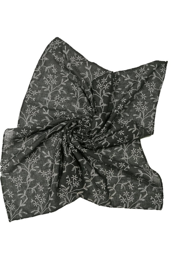 Unisex Cotton Square Bandanas Scarves 24x24 Floral Black