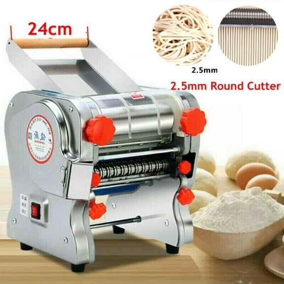Shanna 550W Electric Pasta Maker Noodles Machine Home Restaurant Dumpling Skin Roller Knife Width 240mm, 2.5mm Round Noodle Cutter
