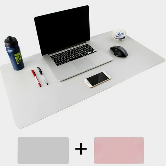 Shanna Desk Pad Office Desk Mat Non-Slip PU Leather Desk Blotter,Laptop Mouse Pad,Waterproof Desk Writing Pad for Office and Home (Pink+Silver, 23.6" x 13.8")