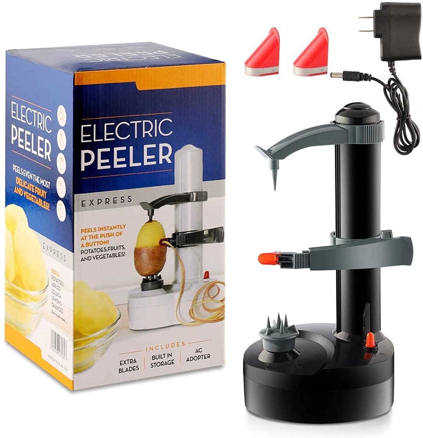 Chaomic Electric Potato Peeler Multifunction Apple Peeler Rapid Rotating Peeling Machine Automatic Rotating Fruit Potato Peeler Kitchen Peeling Tool (White)