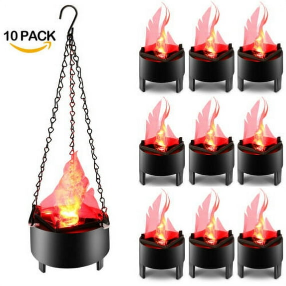 Shanna Hanging Flame Light Artificial Fake Fire Simulation Flame Effect Decor Lighting for Halloween Christmas Party Bar Stage (10 Pack)