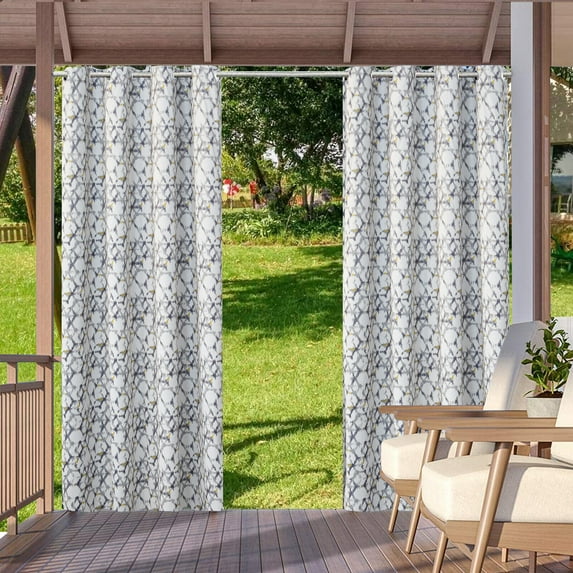 Shanna Home Curtains Indoor/Outdoor Drapes, Privacy Grommet Blackout Curtains for Bedroom, Living Room, Porch, Pergola, Cabana (Gray Geometry, 52*84 in, 1 Panel)