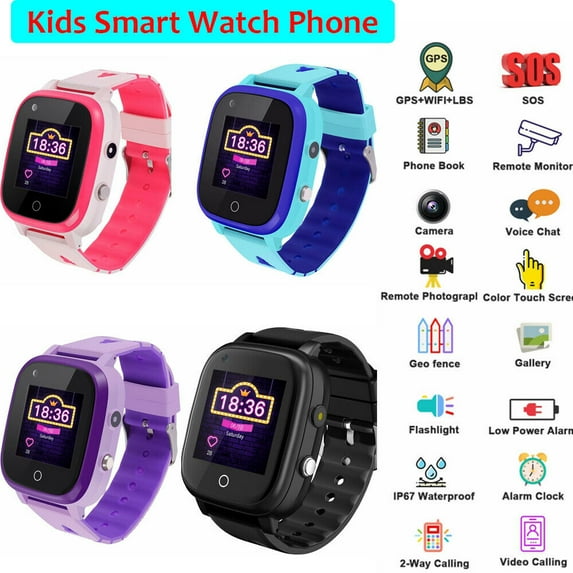 SHANNA 4G Kids Smart Watch (GPS) 1.3" Pink Silicone Case with Pink Band