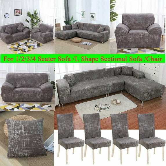 Shanna Universal 1/2/3/4 Seater Sofa Cover Home Decor Stretch Sofa Slipcover Couch Covers,Gray Print, 4 Seater Sofa Cover