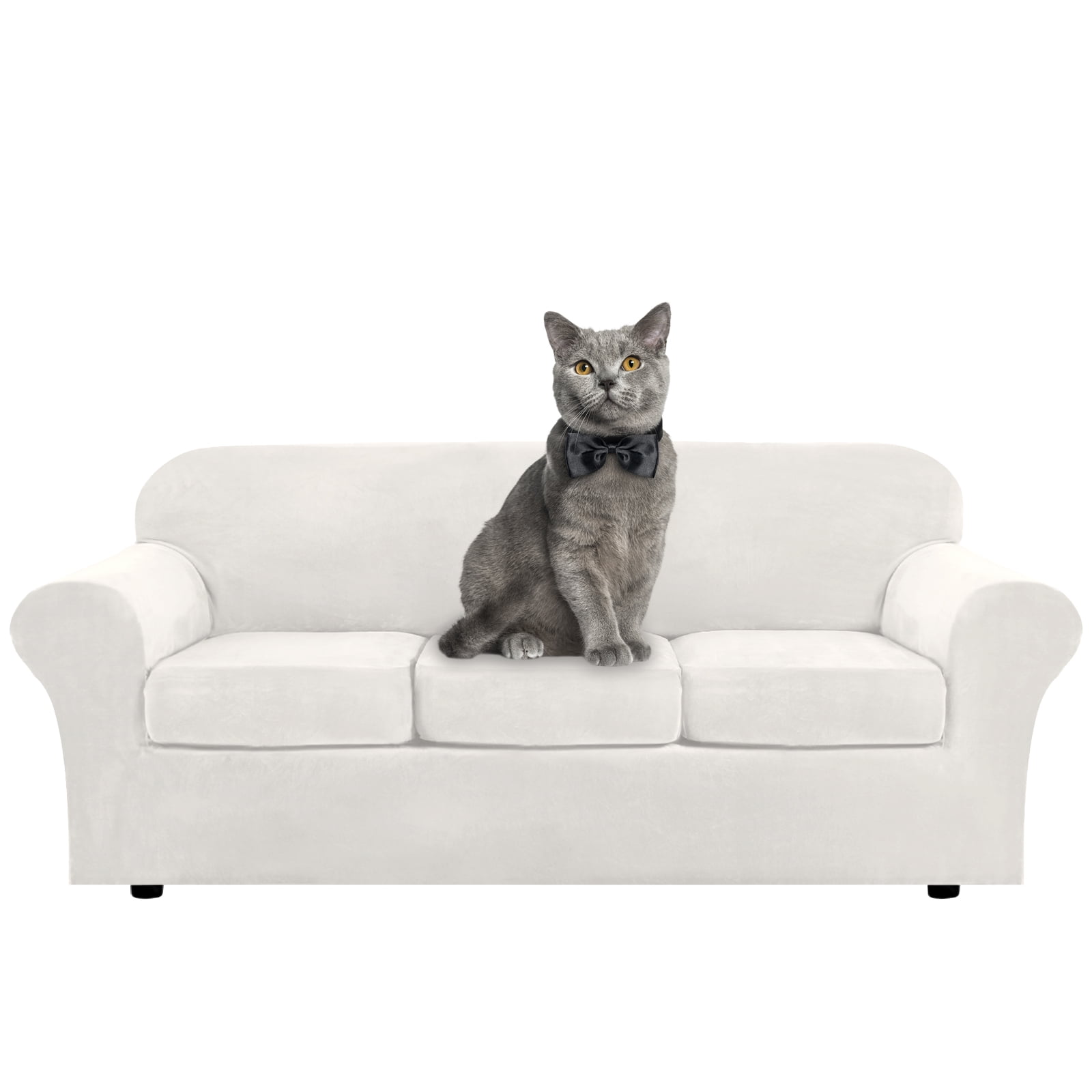 Shanna Velvet Couch Cover 4 Piece Sofa Covers Slipcover for 3 Cushion Couch,3 Separate Cushion Covers, Couch Covers for Dogs