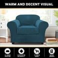 thumbnail image 1 of Shanna Velvet Stretch Armchair Covers, 2 Piece Chair Covers Furniture Protector Cushion Couch Cover Soft with Elastic Bottom (Deep water blue), 1 of 11