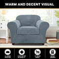 thumbnail image 1 of Shanna Velvet Stretch Armchair Covers, 2 Piece Chair Covers Furniture Protector Cushion Couch Cover Soft with Elastic Bottom (Gray Blue), 1 of 11