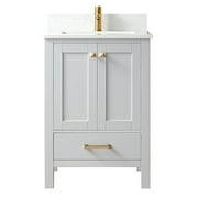Shannon 24" Single Sink Bathroom Vanity White Stone Top in Gray No Mirror