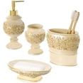 thumbnail image 1 of Shannon Beige Bathroom Accories Set 4-Piece Bathroom Set - Decorative Bathroom Accory Set Features: Soap Dispenser Toothbrush Holder Tumbler and Soap Dish Gift Packaged, 1 of 10