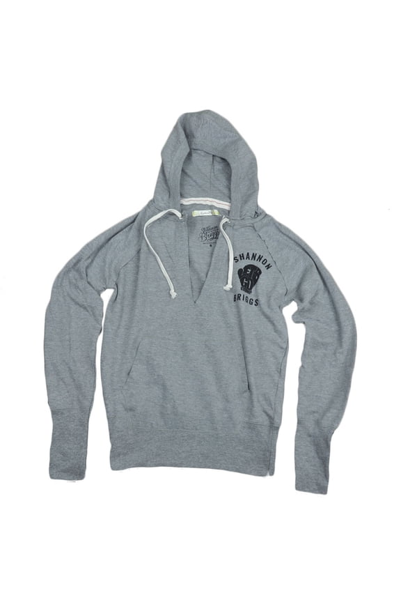 Shannon Briggs The Cannon Lets Go Champ Womens V Neck Sweater Hoodie Gray Small