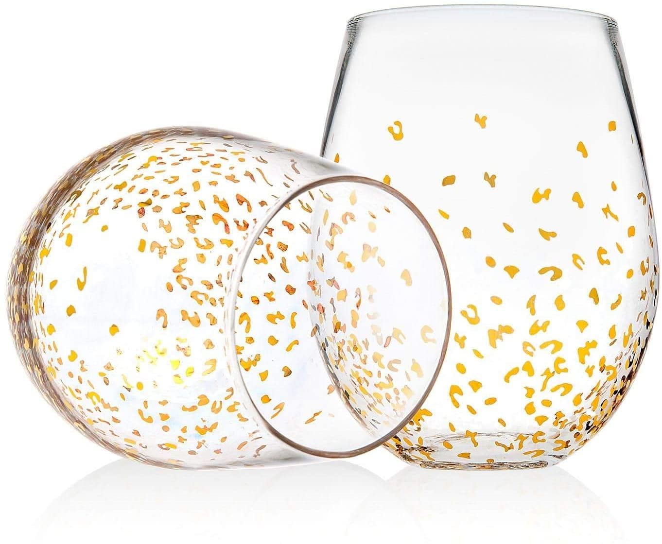 Shannon Crystal Gold Luxe Stemless Wine Goblets Set of 8