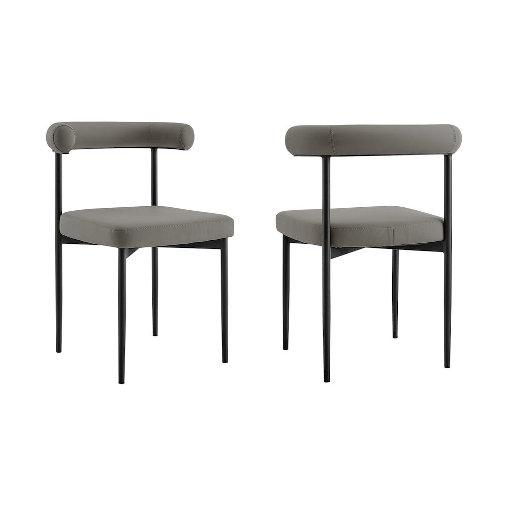 Shannon Gray Faux Leather and Metal Dining Chairs Set of 2