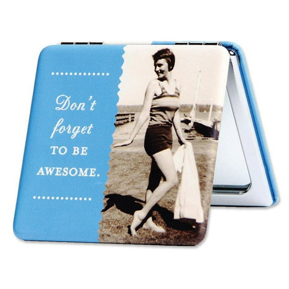 Shannon Martin Design Don't Forget To Be Awesome Compact Mirror in Blue