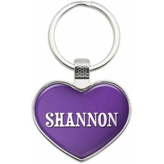 Shannon - Names Male Metal Heart Keychain Key Chain Ring, Multiple Colors Available