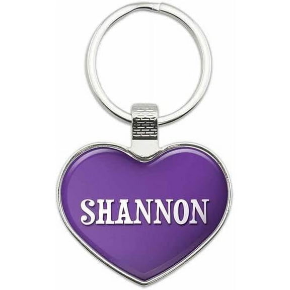 Shannon - Names Male Metal Heart Keychain Key Chain Ring, Multiple Colors Available