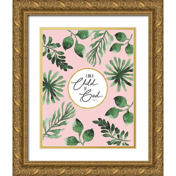 Shanti, Shima 12x14 Gold Ornate Wood Framed with Double Matting Museum Art Print Titled - I Am a Child of God