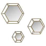 Shanton Hexagonal Wall Mirrors Brass(Set of 3) by Aspire