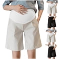 thumbnail image 1 of ShaoRunShi Maternity Bermuda Shorts Over The Belly Loose Casual Pregnancy Pants Cotton Maternity Work Shorts with Pockets, 1 of 7