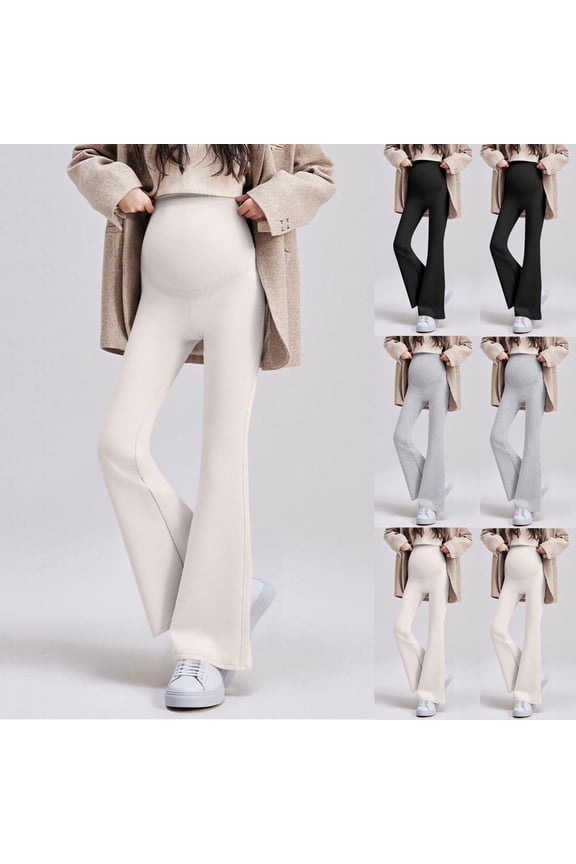 Maternity Flare Leggings Over The Belly Buttery Soft Pregnancy Wide Leg Yoga Pants Butt Lifting Maternity Leggings