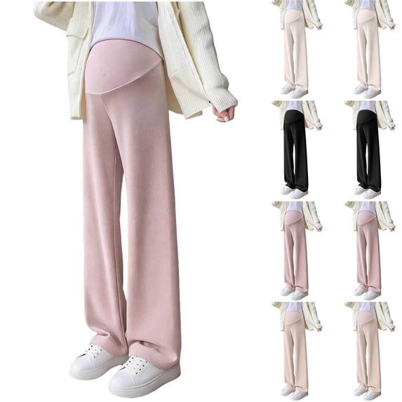 ShaoRunShi Maternity Pants Comfortable Stretch Over-Bump Pregnancy Pants Hight Waisted Wide Leg Pants