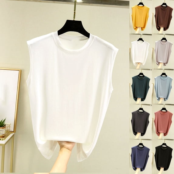 ShaoRunShi Modal Soft Sleeveless Shirts for Women Crew Neck Yoga Tee Summer Flowy Workout Tank Tops
