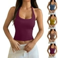 thumbnail image 1 of ShaoRunShi Sleeveless Halter Tops for Women Backless Stretchy Ribbed Tank Tops Sleeveless Summer Camisole Crop Top, 1 of 8