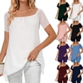 thumbnail image 1 of ShaoRunShi Womens Chiffon Blouse Short Sleeve Off the Shoulder Tops Flowy Tunic Shirt Beach Vacation Clothes, 1 of 8