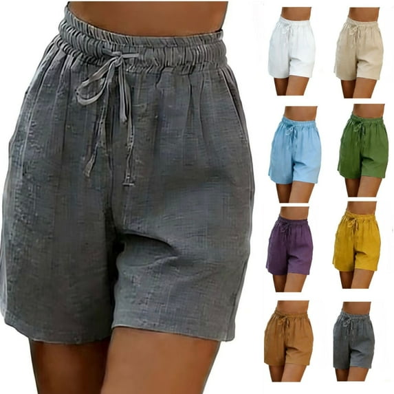 ShaoRunShi Womens Hight Waisted Shorts Casual Drawstring Boxer Lounge Shorts Summer Beach Shorts with Pockets