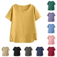 thumbnail image 1 of ShaoRunShi Womens Short Sleeve Plain Tops Loose Fit Crewneck T-Shirt Summer Basic Tees, 1 of 10