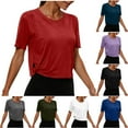 thumbnail image 1 of ShaoRunShi Womens Short Sleeve Workout Tops Soft Crop Athletic Shirt Yoga Running Hiking Gym Tee Top, 1 of 7