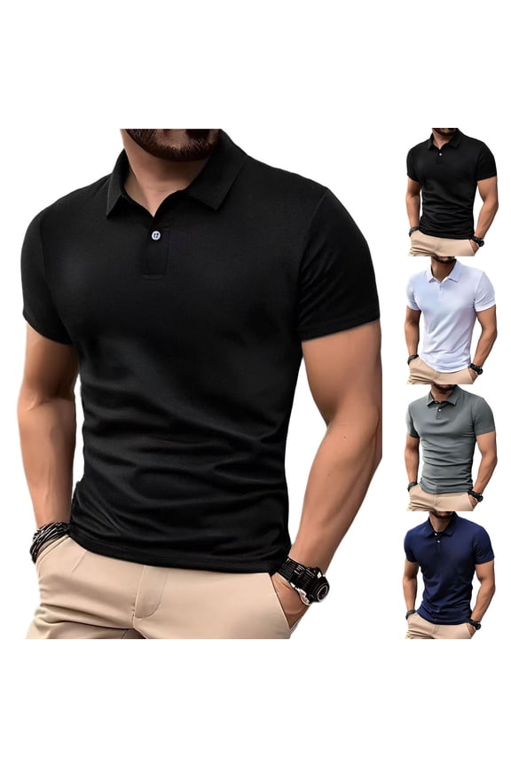 Mens Golf Shirt Moisture Wicking Solid Short Sleeve Collared Shirs Classic Fit Casual Performance T-Shirt