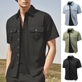 thumbnail image 1 of ShaoRunShi Short Sleeve Fishing Shirt for Men Lightweight Button Down Cargo Shirts Work Outdoor Hiking Camping Shirt, 1 of 5