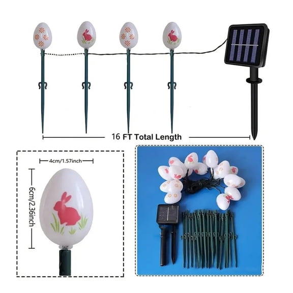 ShaoXinWan Border Easter Solar Light String, LED Flower Girl Heart Festival Decorative Lights, Easter and Spring Holiday Outdoor Lighting, Solar-Powered Easter LED String Lights(B)