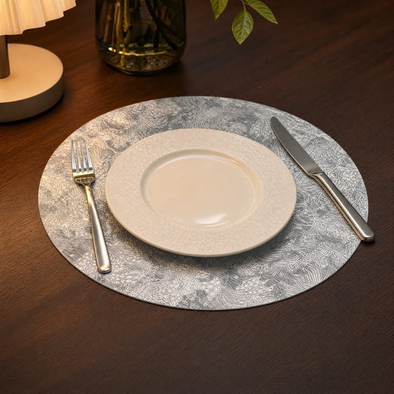 ShaoXinWan 38cm Round Embossed PVC Thermal Insulation Pad, Heat Resistant Oil Proof Table Mat, Protective Pad for Kitchen Dining Table Countertop