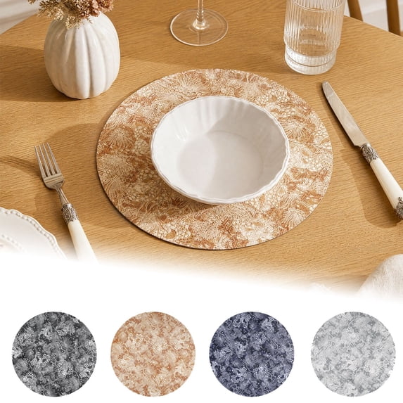 ShaoXinWan 38cm Round Embossed PVC Thermal Insulation Pad, Heat Resistant Oil Proof Table Mat, Protective Pad for Kitchen Dining Table Countertop