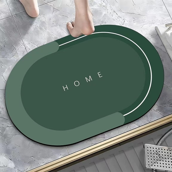 ShaoXinWan Bathroom Water Absorbent Floor Mats, Non-Slip Foot Mats for Bathroom Doorways, Quick Drying Sink Toilet Mats, I for Preventing Water Spills and Accidents(Green)