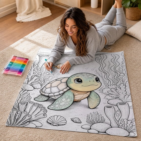 ShaoXinWan Bovine Pattern Washable Fabric Coloring Blanket, Complete Marking Kit Soft Flannel Throw, Reusable Hand Art Textile For Daily Sofa Use, Bedroom Layout And Holiday Activity Gift