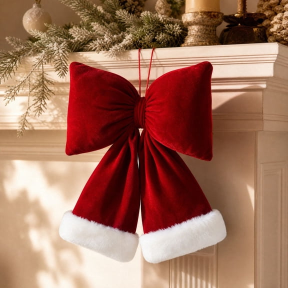 ShaoXinWan Bow Trim Tree Ornament, Pre Tied Dimensional Knot with Streamer Ends for Easy Hang, Christmas Decorations Indoor Outdoor for Tree and Gift Wrap