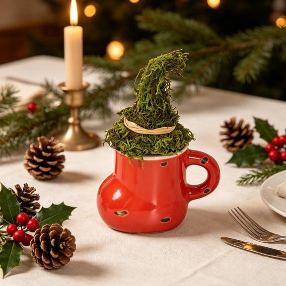 ShaoXinWan Christmas Boots Flower Basket Ceramic, Boots-Shaped Tabletop Decor 5.5in, Christmas Decorations Indoor Outdoor for Windowsill Mantel Gift