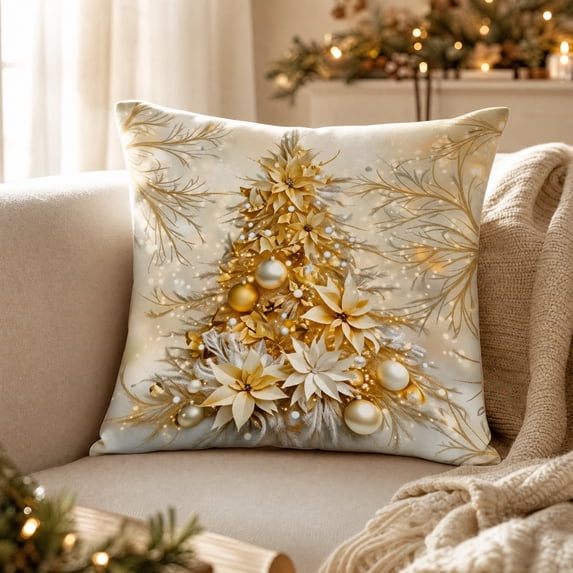 ShaoXinWan Christmas Printed Throw Pillow With Covers,HD Patterned Decorative Cushion Cases,Festive Pillow Shells for Sofa Couch Bed Living Room Indoor Home Decoration